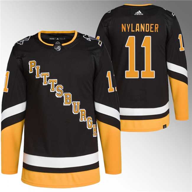 Men%27s Pittsburgh Penguins #11 Alex Nylander Black Stitched Jersey